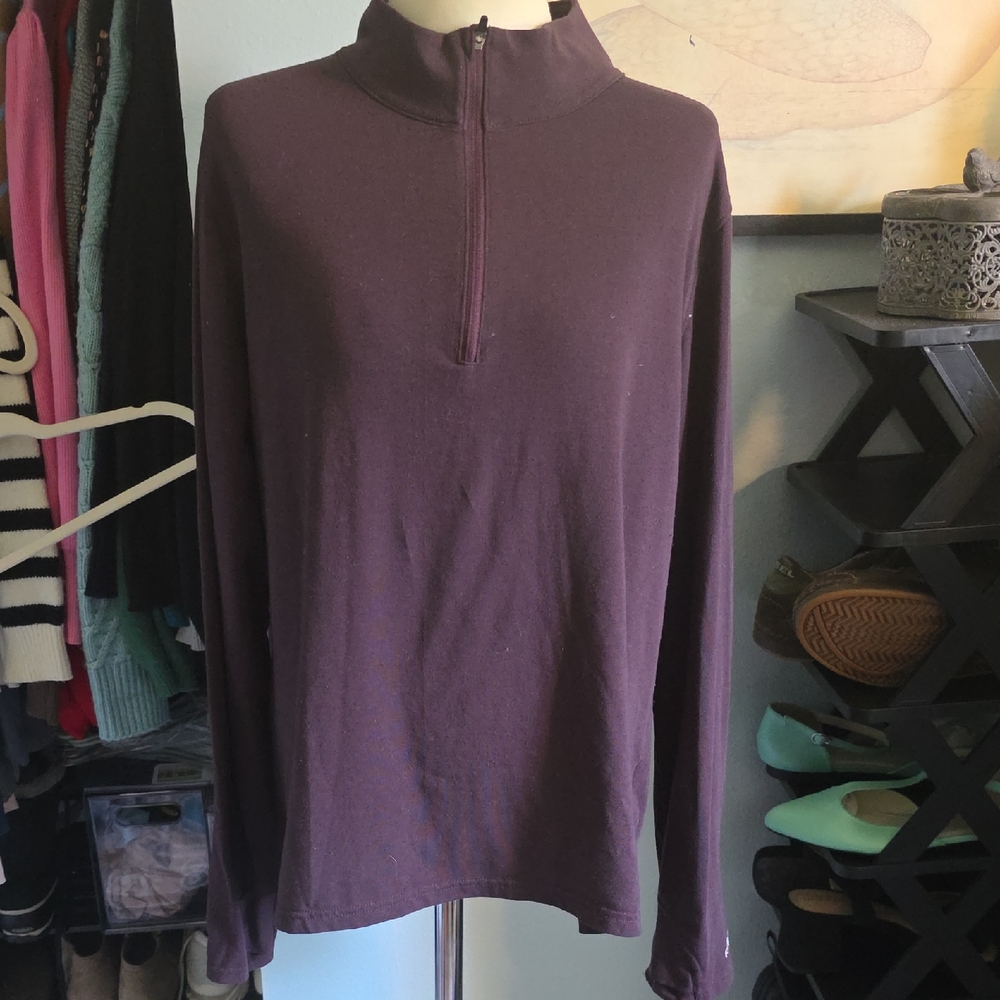 Carhartt Purple Mock Neck 3/4 Zip Long Sleeve Slightly Fitter Tee Shirt Large